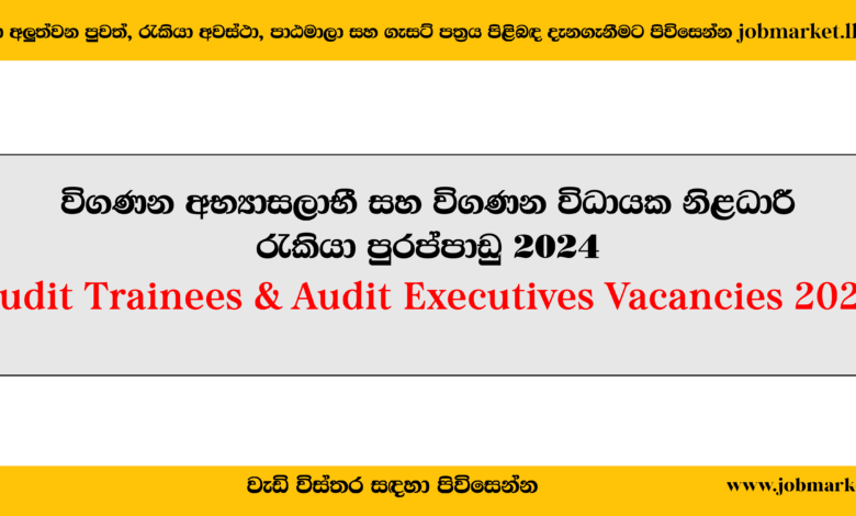 Audit Trainees & Audit Executives Kapila Rathnasinghe-www.jobmarket.lk