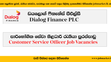 Customer Service Officer - Dialog Finance PLC-www.jobmarket.lk