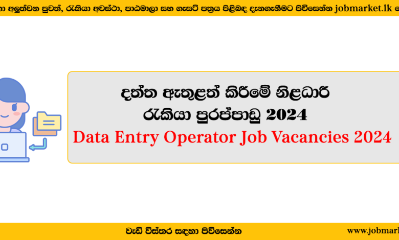 Data Entry Operator - www.jobmarket.lk