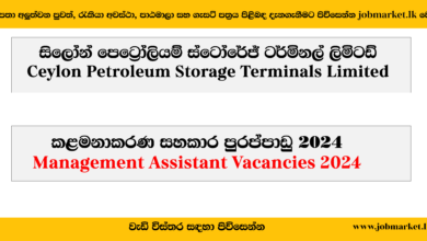 Management Assistant-Ceylon Petroleum Storage Terminals Limited-www.jobmarket.lk