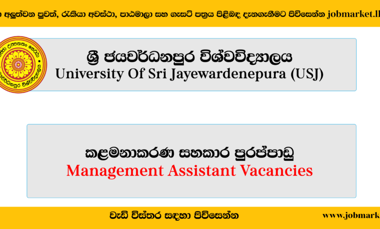 Management Assistant-USJ-www.jobmarket.lk