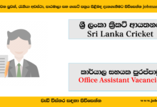 Sri Lanka Cricket-Office Assistant-www.jobmarket.lk