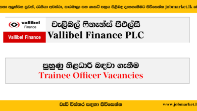 Trainee Officer-Vallibel Finance PLC-www.jobmarket.lk