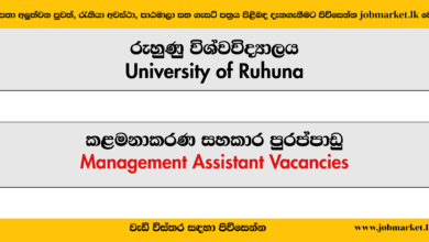 Management Assistant - University Of Ruhuna - www.jobmarket.lk