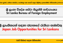 Japan Job Opportunities for Sri Lankans - SLBFE - www.jobmarket.lk